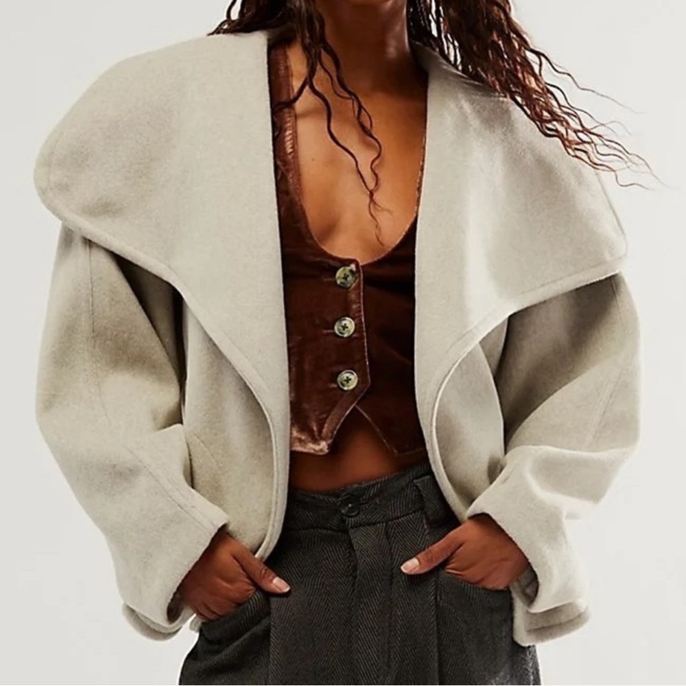 NWOT Free People Wool Look MINA jacket High end Free People Light gray flaw XL - Picture 5 of 13